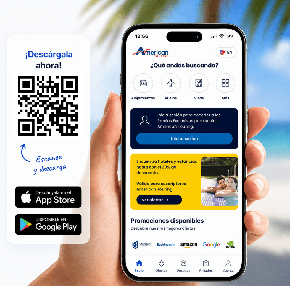 Mockup de la app de American Touring