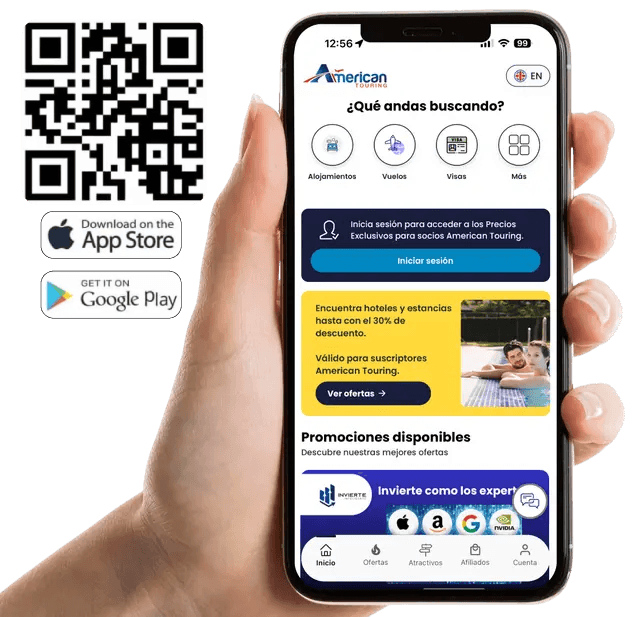 Mockup de la app de American Touring